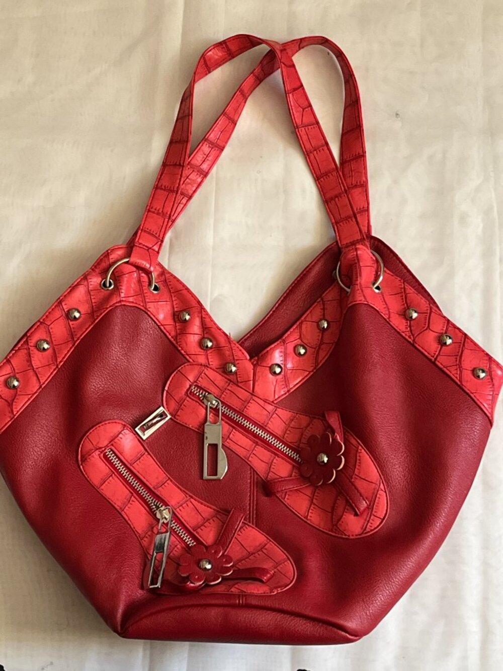 Brand New Large Bright Red Handbag with Silver Hardware | $19.99 - Picture 3 of 6